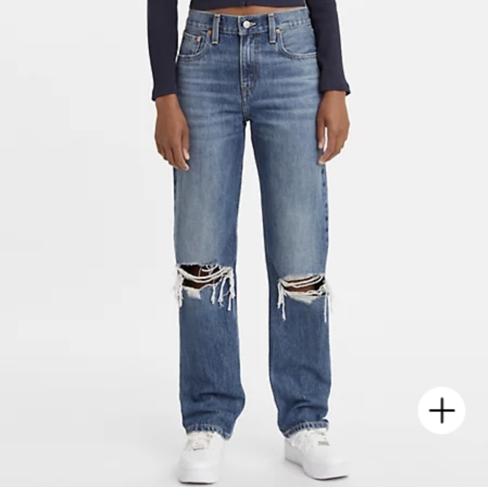 Brand new 24" Levi's straight leg, distressed 90's style Low Pro jeans